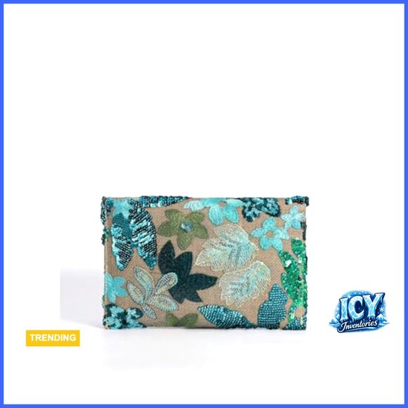 Polyester Blend Floral Embroidery Sequin Evening Clutch Bag